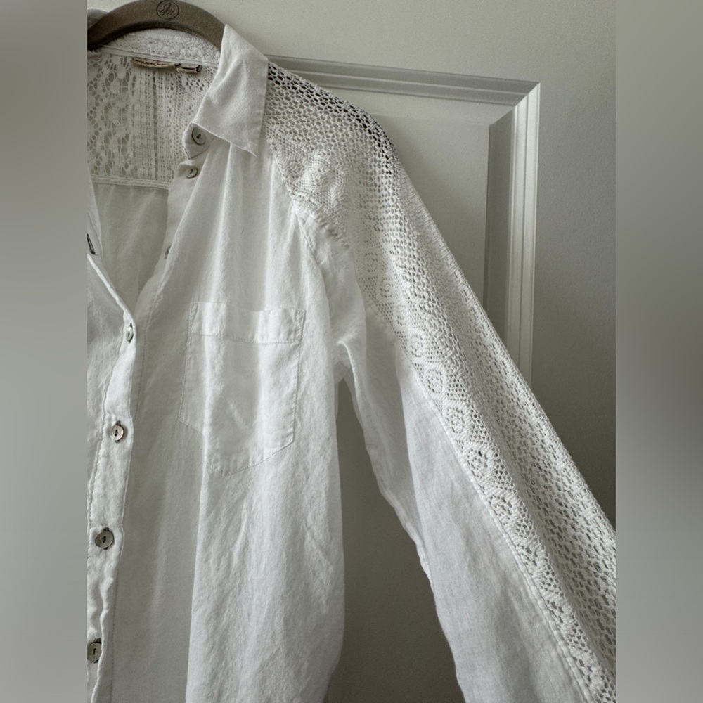 Anthropology Holding Horses Lace Long Sleeve Cotton Blend Shirt Size S - Picture 3 of 16